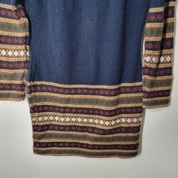 BOHO Knit Sweater Dress Geometric Pattern V-Neck Tassels Size Small* - Picture 4 of 7